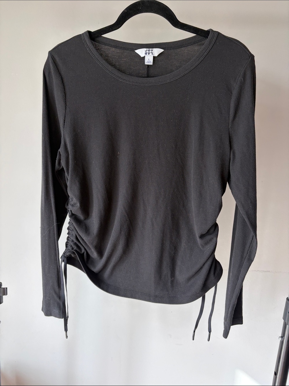 JoyLab Ribbed Long Sleeve with Side Ruched Drawstring